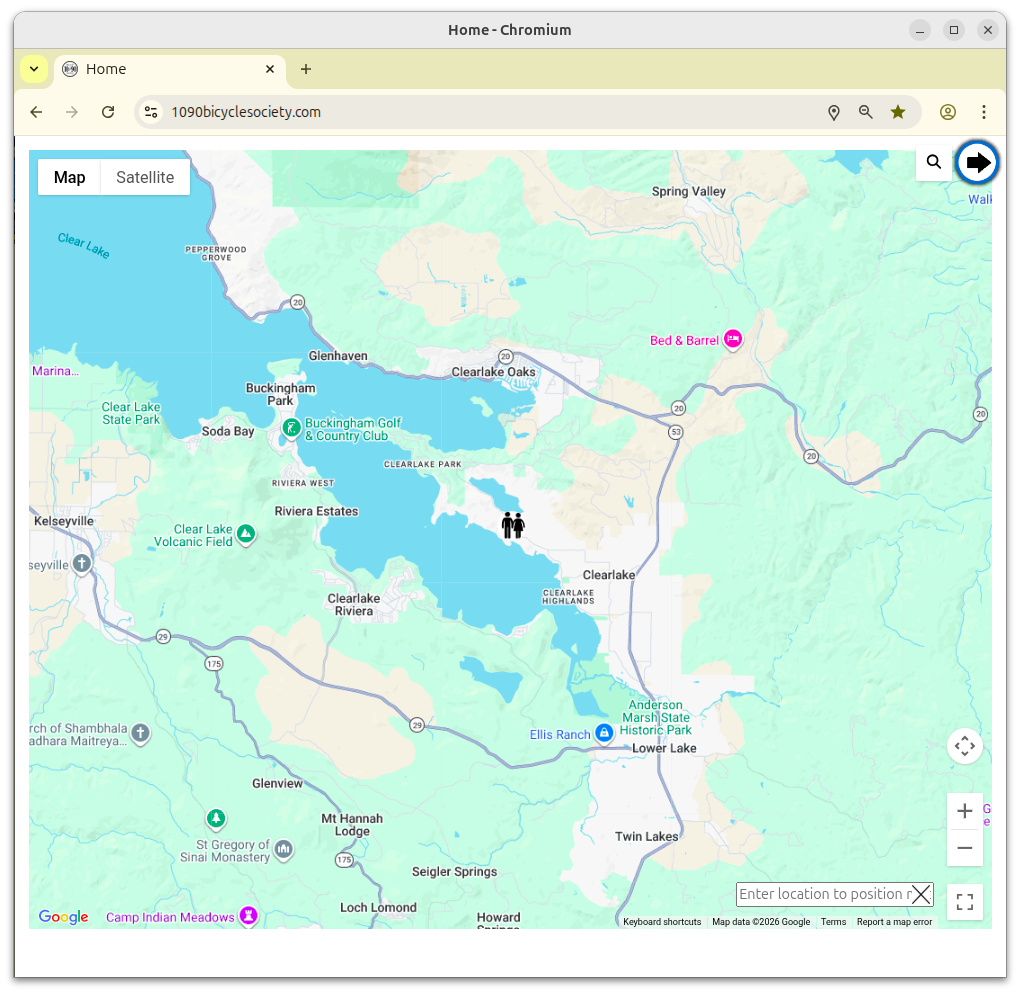1090 Bicycle Society map page showing many location markers